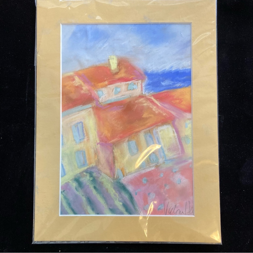 Mediterranean Farm An Original Pastel Painting Matted 12”x9” Inside 7”x9” - Picture 4 of 9